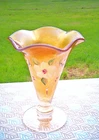 WONDERFUL VINTAGE Fenton JEWELED MARIGOLD VASE & artist Signed