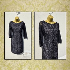 Wallis Size 8 Black Paisley Lace Evening Party Special Occasion Date Night Dress