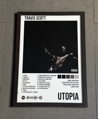 Travis Scott Utopia Poster gerahmt schwarz-weiß 21x30 cm vertikal