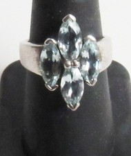 Sterling Silver Stacked Marquise Cubic Zirconia Band Ring Sz 8 Vintage SSR37