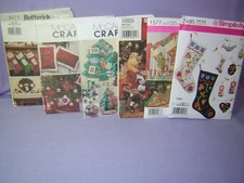 Lot of 6 Christmas Stocking and Ornaments Sewing Patterns Uncut