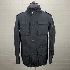 Hackett London VeloSpeed VeloTrek Jacket Biker Navy Blue Hood Mens Small 38in