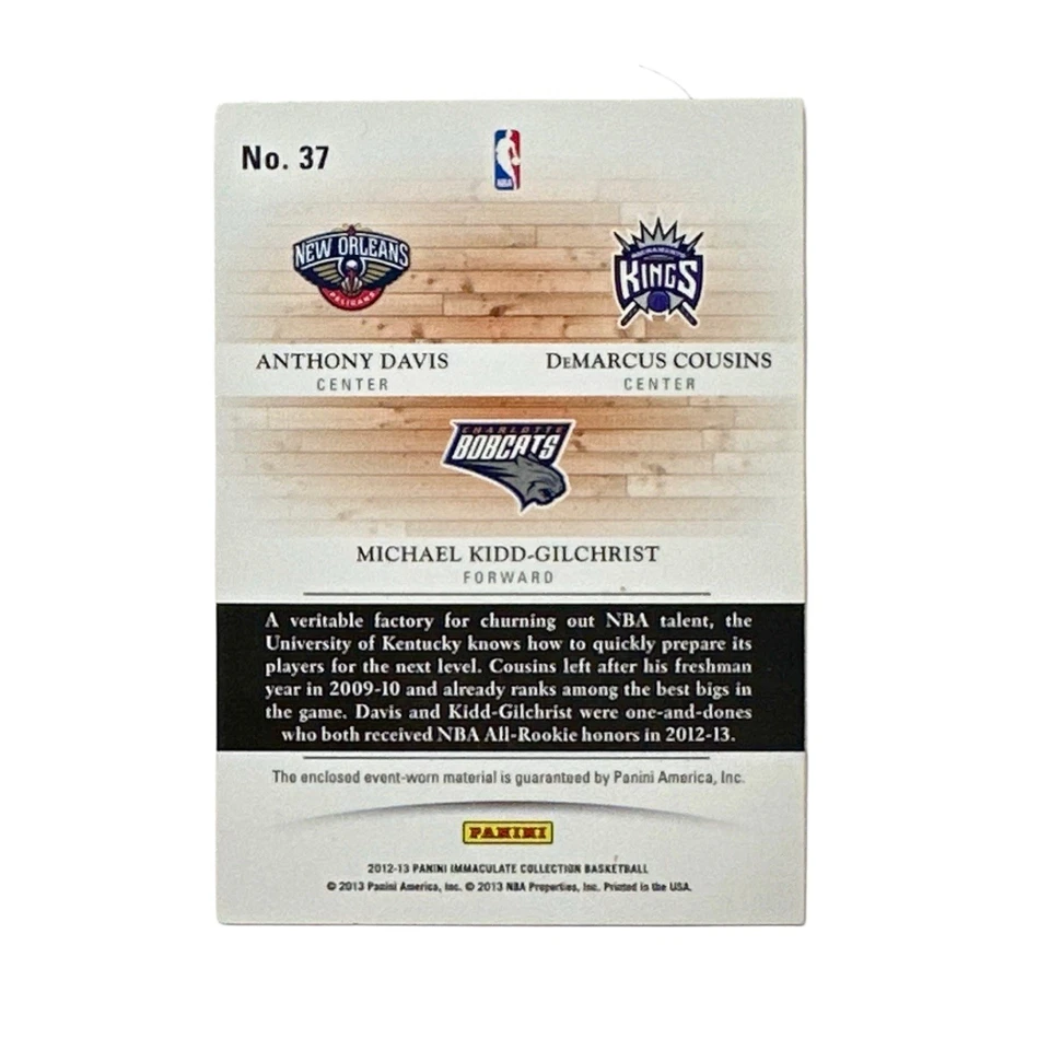 2012-13 Immaculate Anthony Davis Cousins Kidd-Gilchrist Triple Patch #/99 - Image 2 of 2