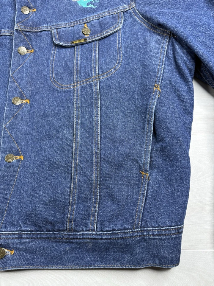 Vtg Mustang Storm Rider Denim Trucker Jacket Blanket Lined Corduroy Collar 2XL - Image 4 of 4