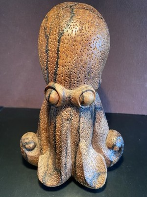 Carved Wood Octopus Sculpture 9.25  2 Lbs Sea Creature Marine Life Coastal Art