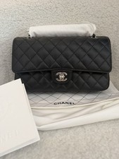 CHANEL Small Classic Double Flap Bag Shiny Black Caviar SHW New/receipt