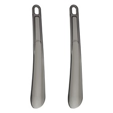 2pcs Shoe Horn 9.8" Plastic Straight Handle Shoe Helper Shoehorns, Clear Black