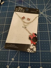 Disney Minnie Mouse Necklace, Pair Of Earrings , Brand New So Cute