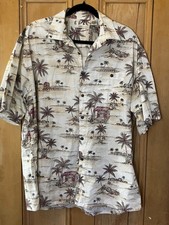 Moda Campia Moda Mens Vintage 90s Hawaiian Tiki Hut Shirt Size XL Beige SP EXC