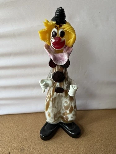 Vintage Murano Glass Clown Figure - Handmade In Murano Italy ￼