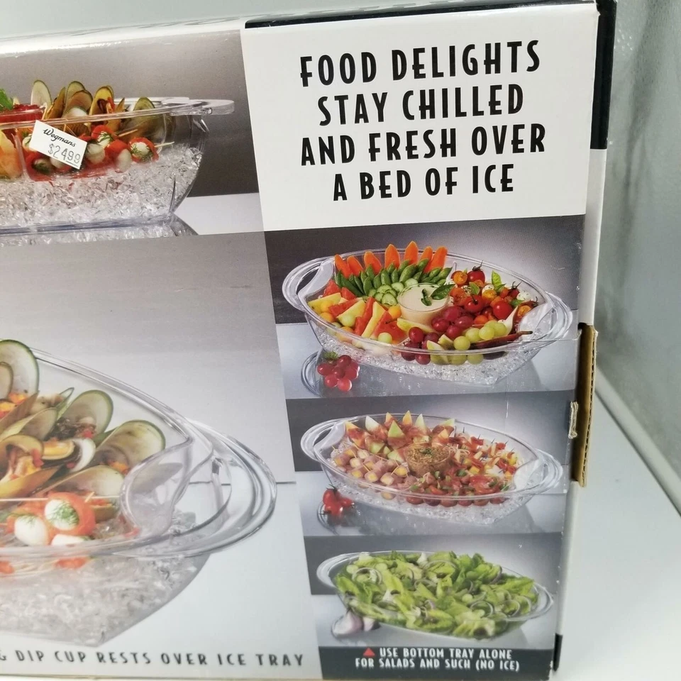 Prodyne Buffet On Ice Vented Food Tray Dip Cup Bowl Crystal Acrylic 3 pc Set - Image 4 of 4