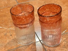 WIMBERLEY TEXAS ART GLASS TIM DE JONG 1994 RED TUMBLERS VASES MOTTLED LOT 2 EUC