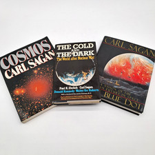 3 Carl Sagan 1st Ed books Pale Blue Dot '94 Cosmos '83 The Cold and the Dark '84