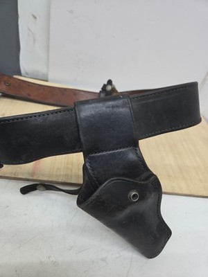Vintage BIANCHI Belt Mens 38 Leather Brass Buckle With Don Hume Holster 1970s!