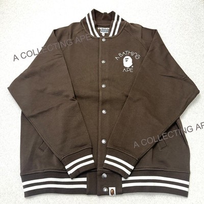 【A・BATHING APE】BOARD JACKET brown L A BATHNIG APE Men's COLLEGE MONOGRAM RELAXED FIT SHARK FULL ZIP