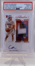 2020 Panini Flawless Cole Anthony RC) Vertical Patch Auto Ruby /15 PSA 9