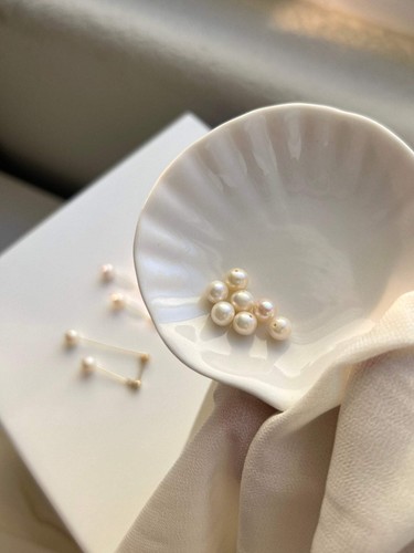 Freshwater Pearl Double Long Drop Earrings, Golf Filled Dangle Earrings - Bild 6 von 10