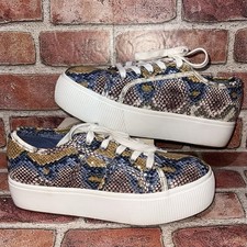 Pre-Owned Steve Madden Emmi Snake Print Platform Sneakers Shoes Size 8M