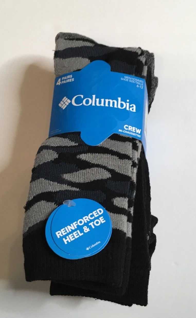 COLUMBIA MENS CREW CAMO DESIGN SOCKS 4 PK Reinforced Toe & Heel SZ 6-12 NWT
Opens in a new window or