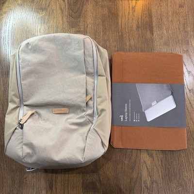 Bellroy Transit Workpack 20L Backpack + 14  Laptop Sleeve Limestone EUC