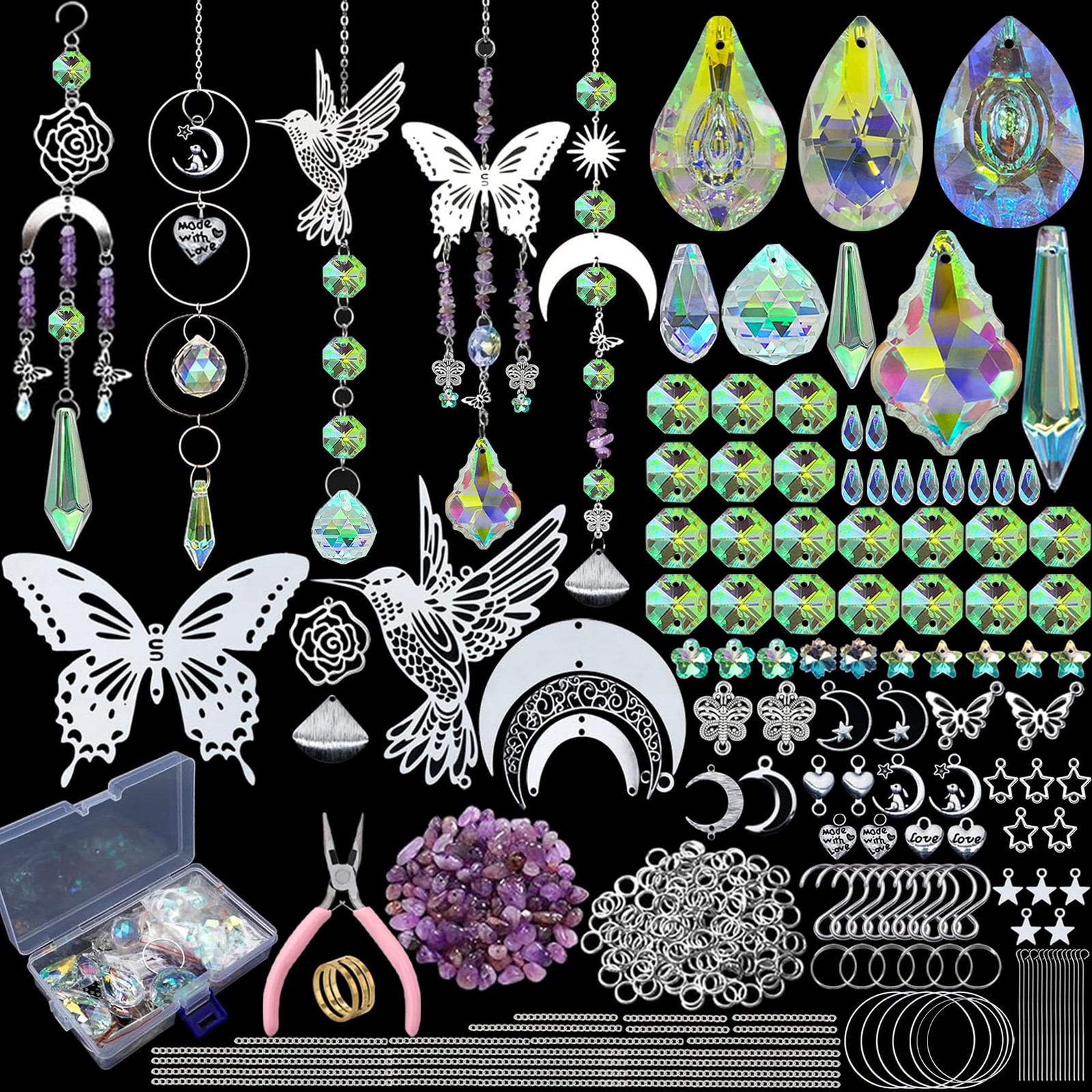 Kits fabrication attrape-soleil cristal DIY 380 pieces pour fenetre de salon ensoleille