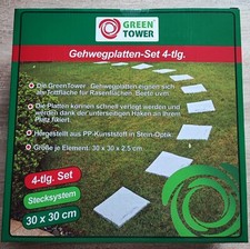 Gehwegplatten Set 4-tlg., Kunststoff Terrassenplatten, Gartenplatten, Steinoptik