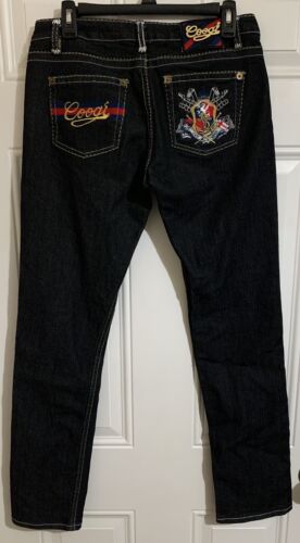 Coogi Women’s Jeans Embellished Dark Wash Stitch Logo Skater Streetwear 9/10 - Picture 1 of 12
