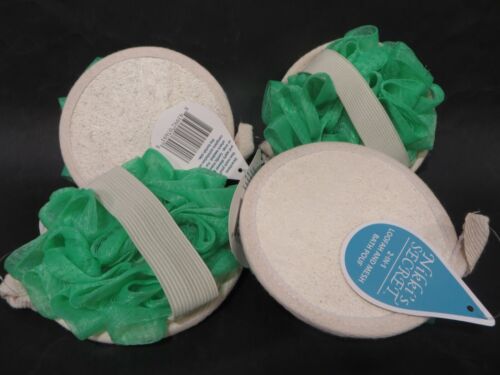2-IN-1 NATURAL LOOFAH AND MESH SPONGE BATH SHOWER (Lot of 4)