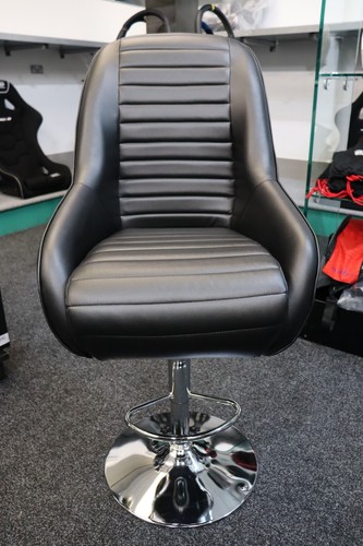 OMP Silverstone Classic Retro Vinyl Fixed Back Bucket Seat Chrome Bar Stool - Picture 6 of 8