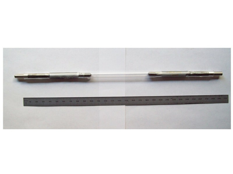 High-energy, pulsed linear flashlamp to pump Nd:glass or ruby laser rods, new