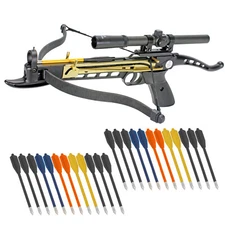 KingsArchery Crossbow Self-Cocking 80 LBS with Hunting Scope, 24 Plastic Arrow