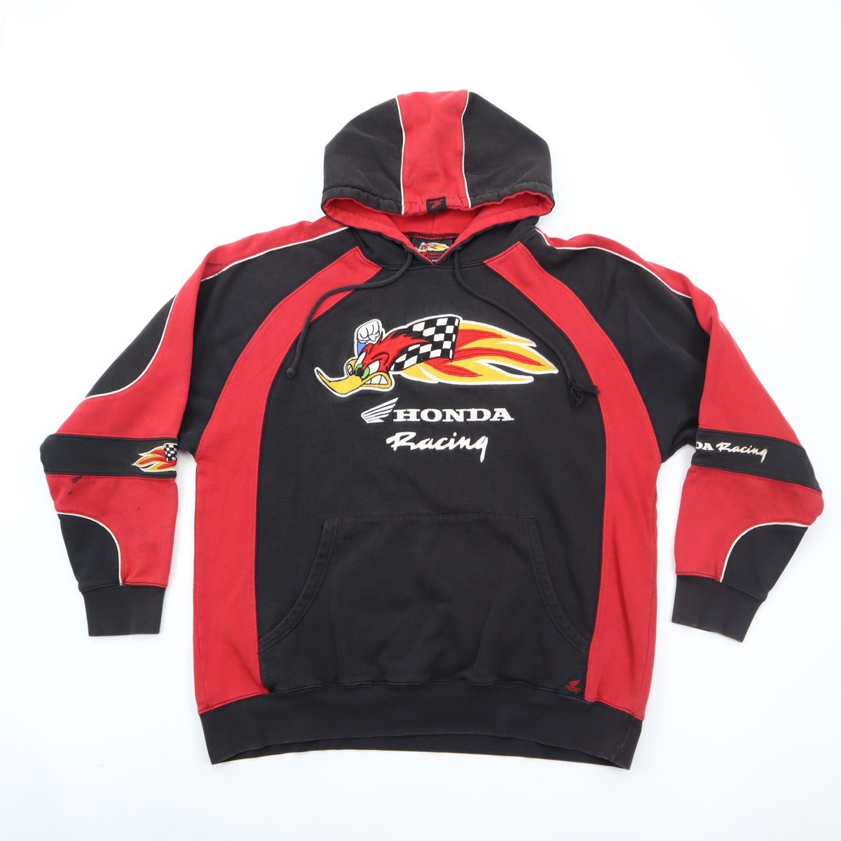 Vintage Honda Racing Sweatshirt hoodie Embroidered Logo Red / Black sz L -  RARE | eBay