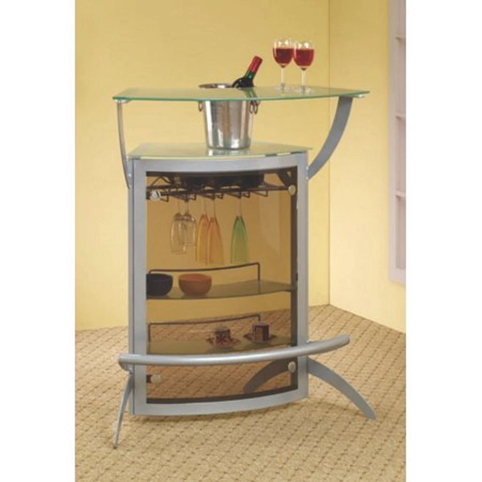 Metal Wine Bar 2 Piece Curved Foot Rail Stemware Storage Home Dining Furniture  - Image 4 of 4