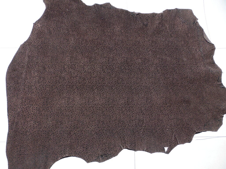 Goatskin leather Double Sided hide Black on Chocolate Embossed Raindrops Pattern - Image 2 of 4