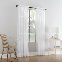 Pairs Of Sheer Slot Top Plain Voile Net Curtain Panels - Free Postage