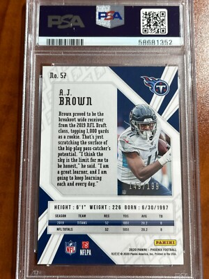 2020 Panini Phoenix Pink PRIZM /199 AJ Brown #57 PSA 10 EAGLES
