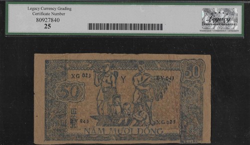 Vietnam P-27c 50 Dong 1948 Circle w/ Star Watermark LCG 25 - Foto 2 di 2