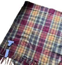 Tartan Blanket Co tbco Lambswool Oversized Scarf Rust Shawl Autumn 32"x70"
