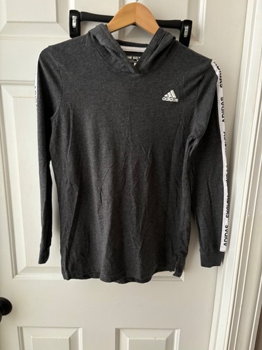 Adidas Hoodie Lightweight Hoodie Kids Girls Boys L 14/16 Grey Logo - Picture 3 of 6