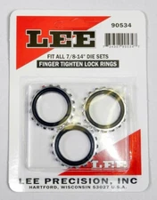 Lee 90534 Finger Tighten Lock Rings 3-pack - Fits 7/8x14 Die *Fast Shipping*