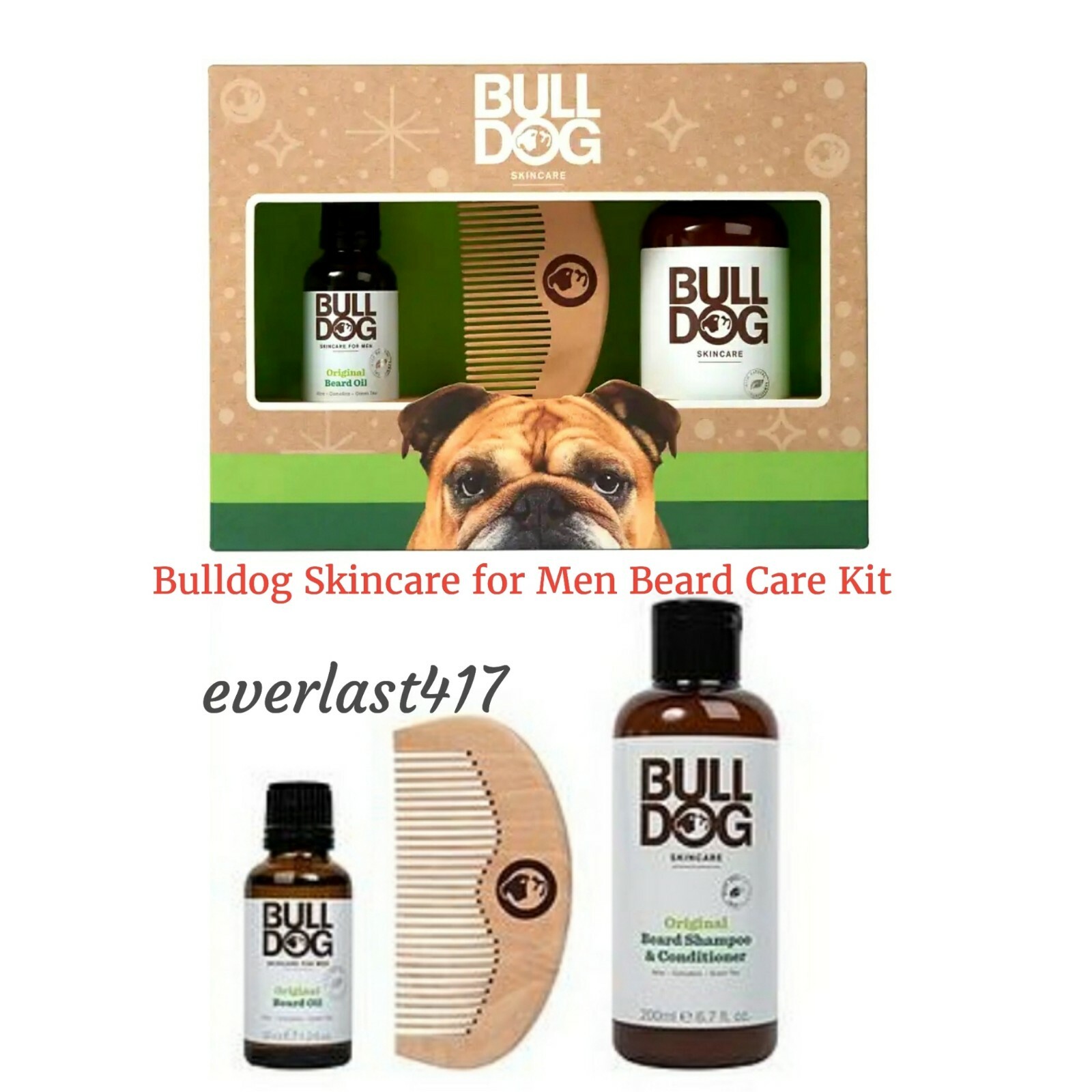 Bulldog Skincare for Men Beard Care Kit – Beard Shampoo, Beard Oil & Comb