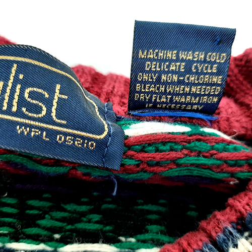 VTG Finalist Sweater Men’s XL Red Black Green Grandpa 90s Hong Kong Geometric - Picture 6 of 16