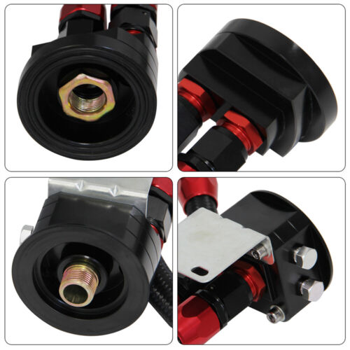 Universal 19 Row AN10 Oil Cooler Kit Relocation Adapter Bracket Kit Black - Picture 8 of 10