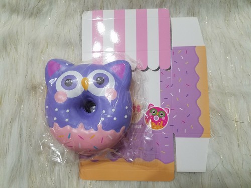 Puni Maru Jumbo Owl Animal Donut Squishy Purple/Pink Face - Afbeelding 1 van 5