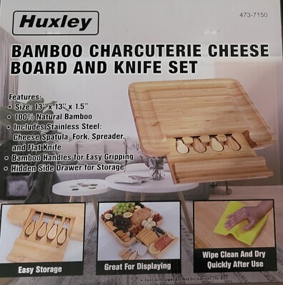 Huxley Bamboo Charcuterie Cheese Board and Knife Set