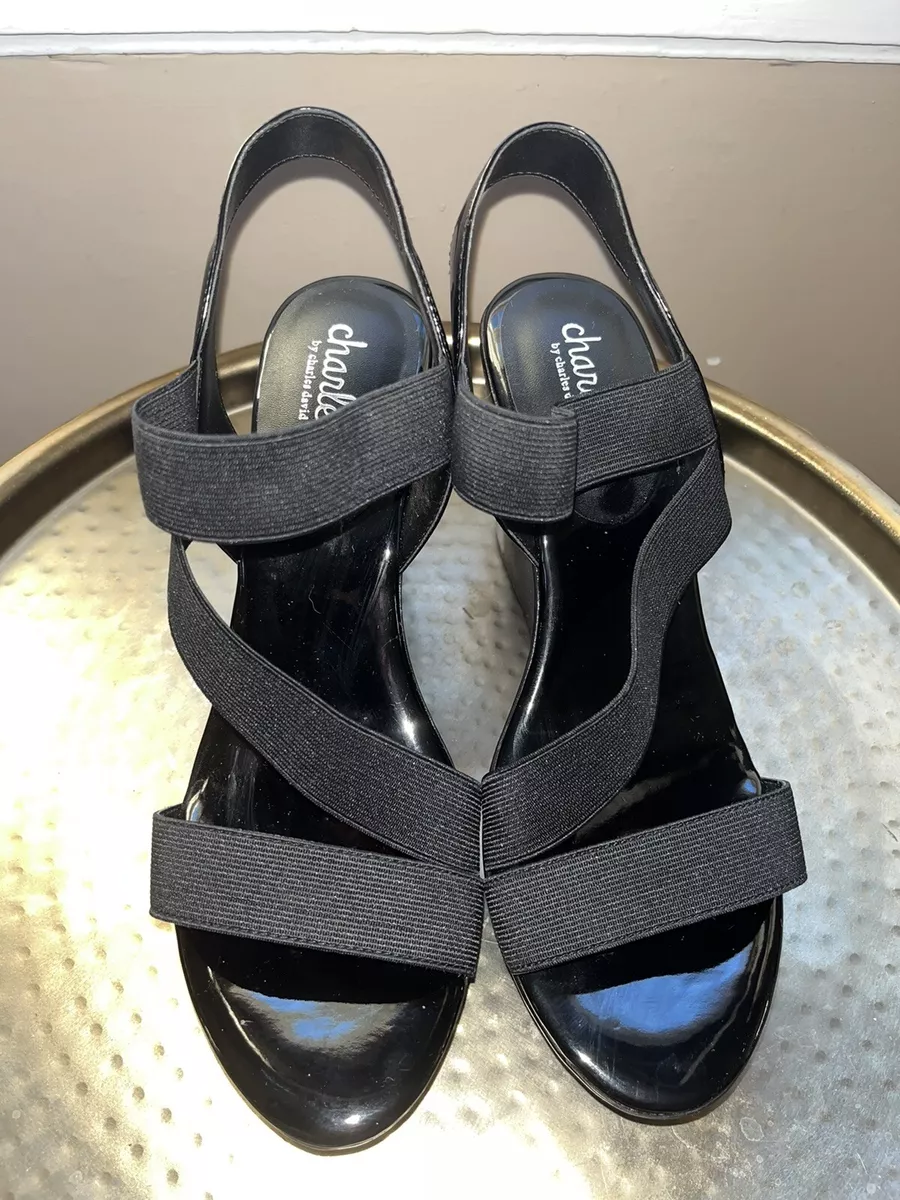 Charles by Charles David Wedges Size 9 Elastic Straps Stretch EUC