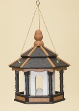 HANGING BIRD FEEDER  Amish Handmade Recycled Poly Hexagon  Black Cedar  White