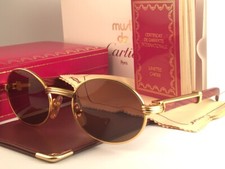 NEW VINTAGE CARTIER GIVERNY 18K GOLD WOOD 53/22 FULL SET FRANCE SUNGLASSES