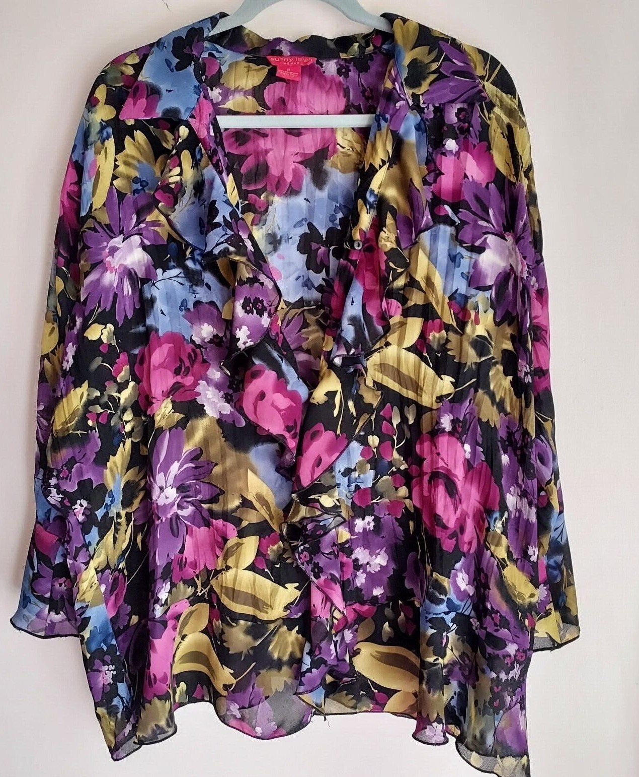 Multi Colored Blouse with Front Ruffle Sunny Leig… - image 1
