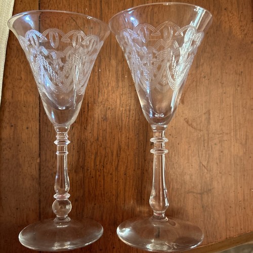 10 Appertif Stemware In Swag Pattern 865-6 by BRYCE 2 Different Stems - Picture 6 of 7
